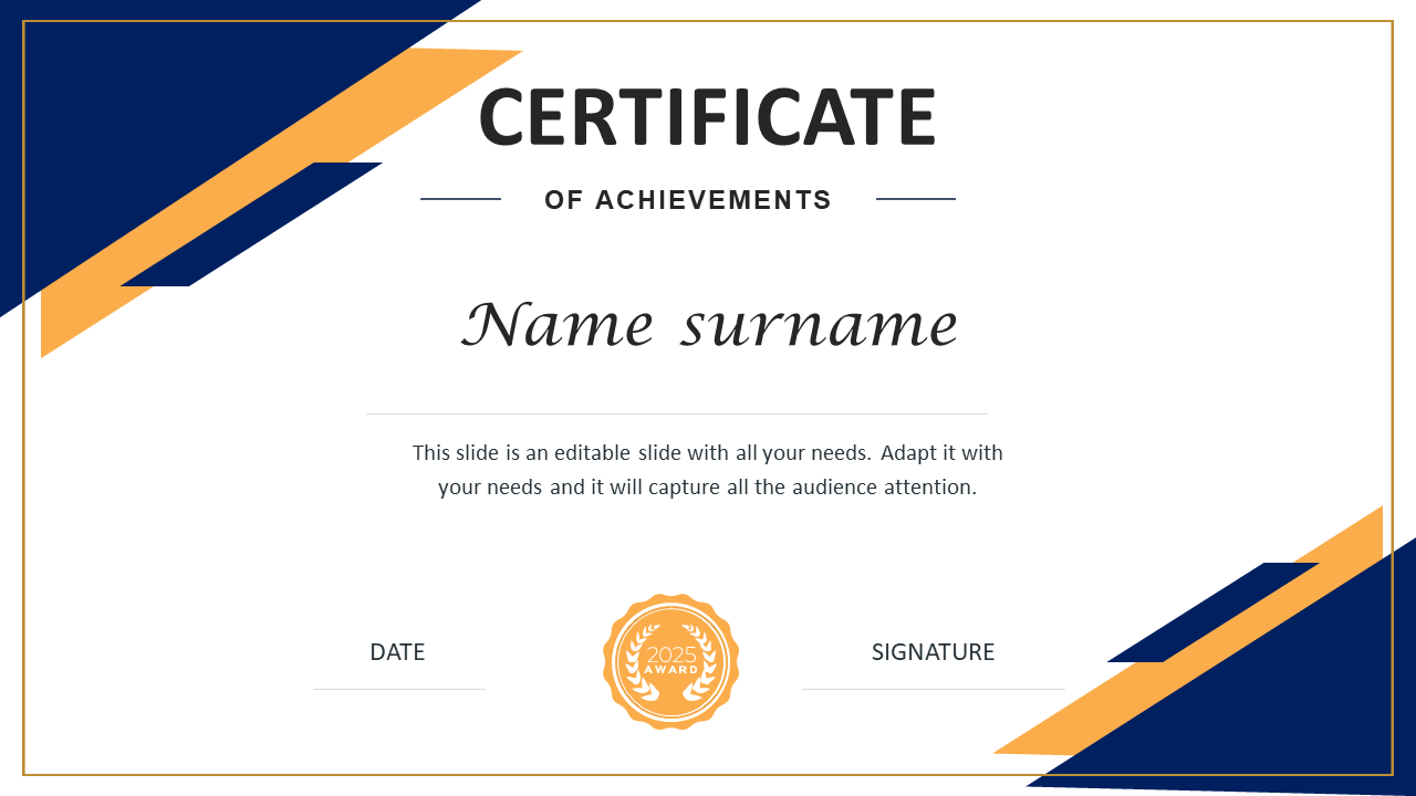 certificate of training template ppt